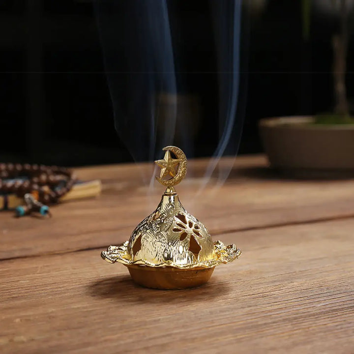 BWOOOH Gold Gourd Star Feather Spiritual Meditation Mini Alloy Metal Incense Burner - Incense Burner