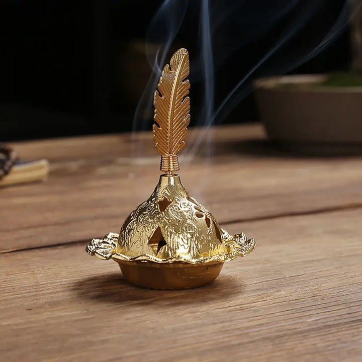 BWOOOH Gold Gourd Star Feather Spiritual Meditation Mini Alloy Metal Incense Burner - Incense Burner