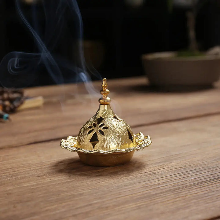 BWOOOH Gold Gourd Star Feather Spiritual Meditation Mini Alloy Metal Incense Burner - Incense Burner
