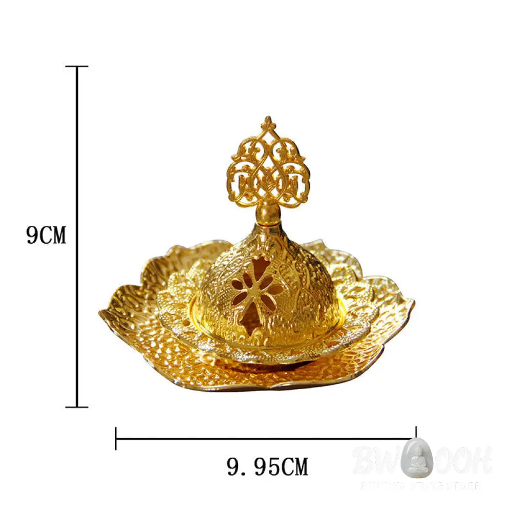 BWOOOH Gold Leaf Coaster Spiritual Mini Alloy Metal Incense Burner - Gold Leaf Coaster&amp;Mini Incense Burner