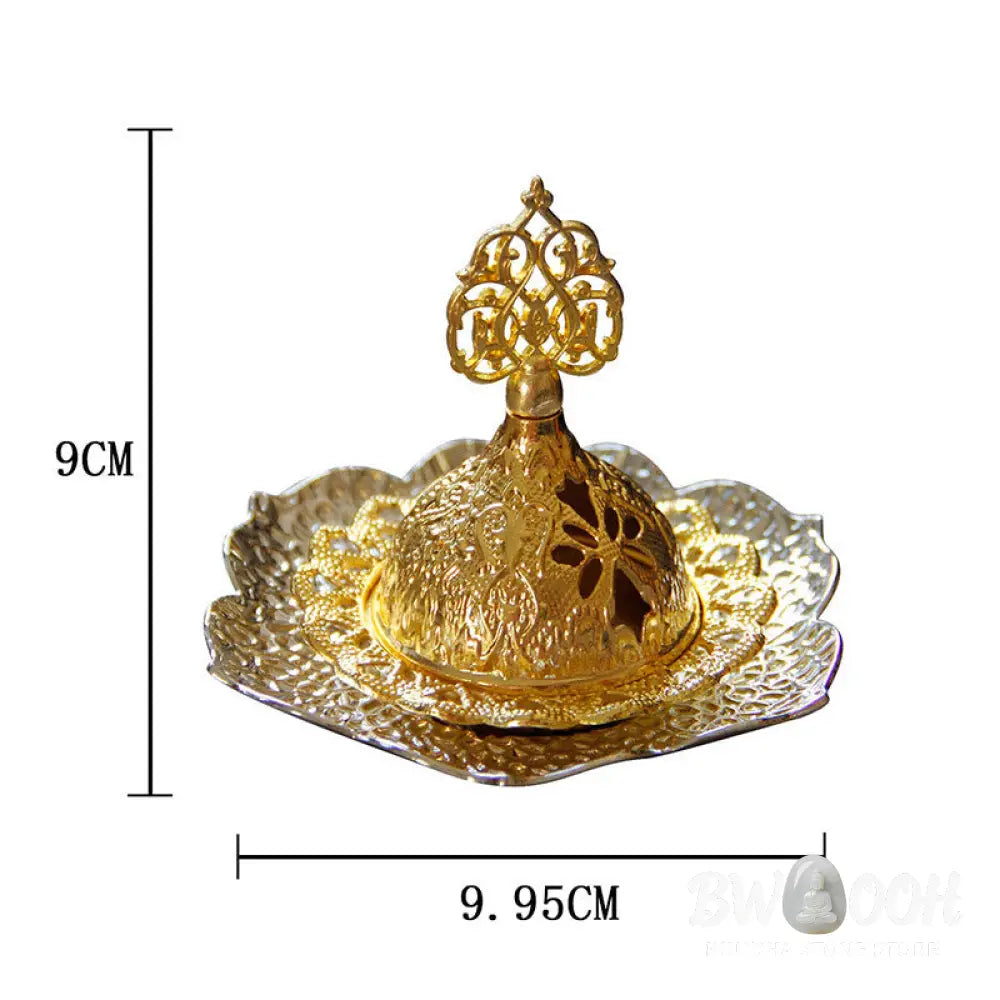 BWOOOH Gold Leaf Coaster Spiritual Mini Alloy Metal Incense Burner - Gold Leaf Coaster&amp;Mini Incense Burner