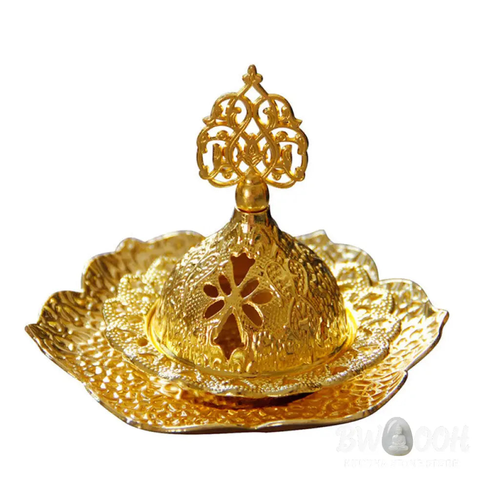 BWOOOH Gold Leaf Coaster Spiritual Mini Alloy Metal Incense Burner - Gold Leaf Coaster&amp;Mini Incense Burner