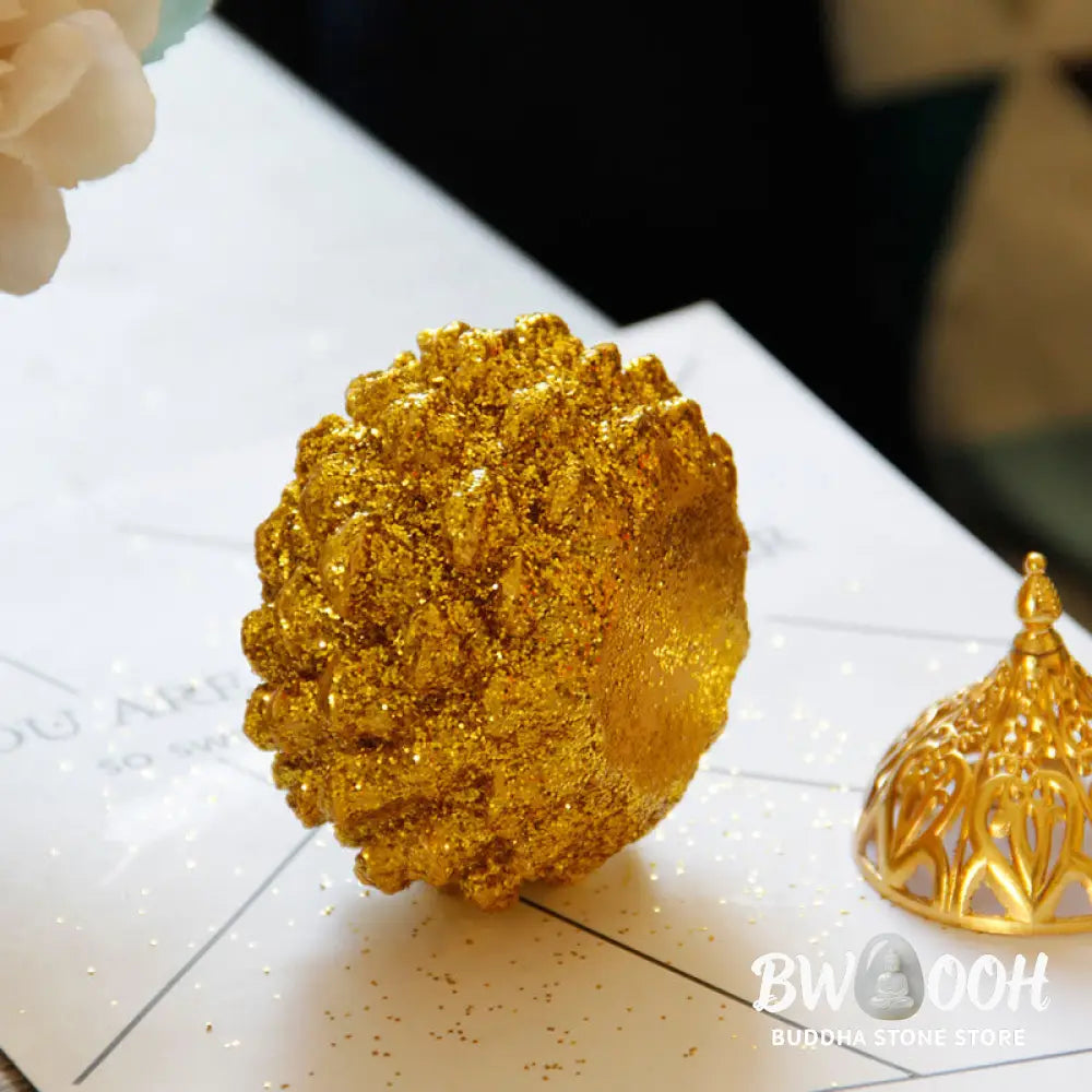 BWOOOH Gold Pine Cone Pattern Spiritual Rituals Mini Incense Burner Home Tabletop Decor - Gold Pine Cone Mini
