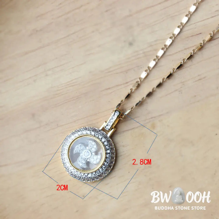 Buddha Stones Gold plated Copper Brass Rotatable Windmill Fu Balance Necklace Pendant - BWOOOH - Gold Plated Copper