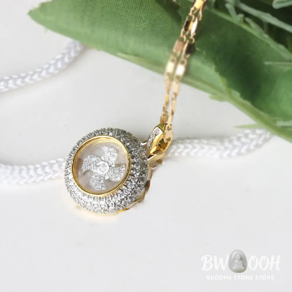 Buddha Stones Gold plated Copper Brass Rotatable Windmill Fu Balance Necklace Pendant - BWOOOH - Gold Plated Copper