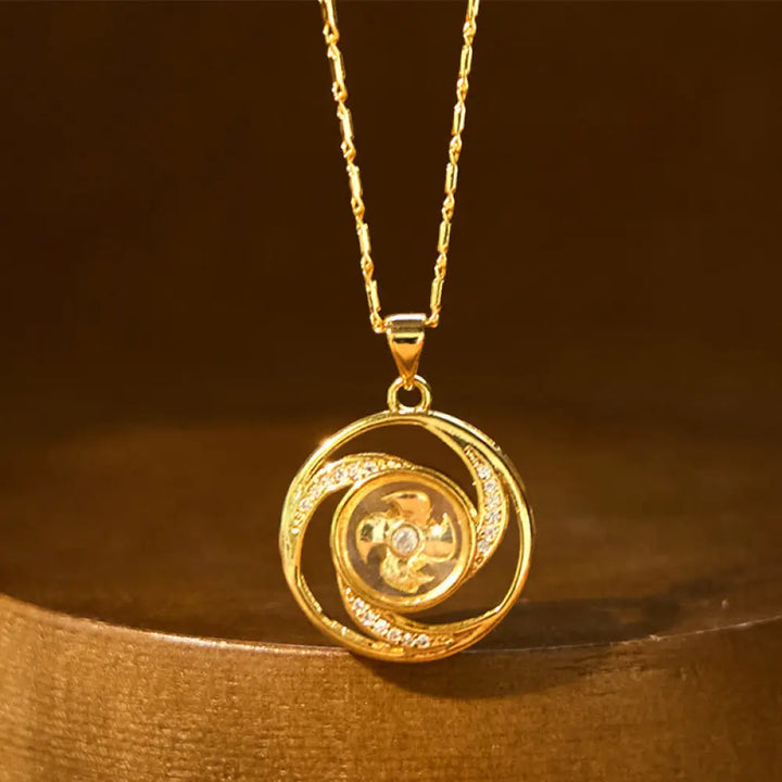 Buddha Stones Gold plated Copper Brass Rotatable Windmill Luck Necklace Pendant - BWOOOH - Gold plated Copper Brass
