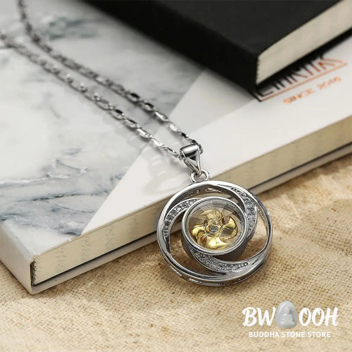 Buddha Stones Gold plated Copper Brass Rotatable Windmill Luck Necklace Pendant - BWOOOH - Necklaces &amp; Pendants