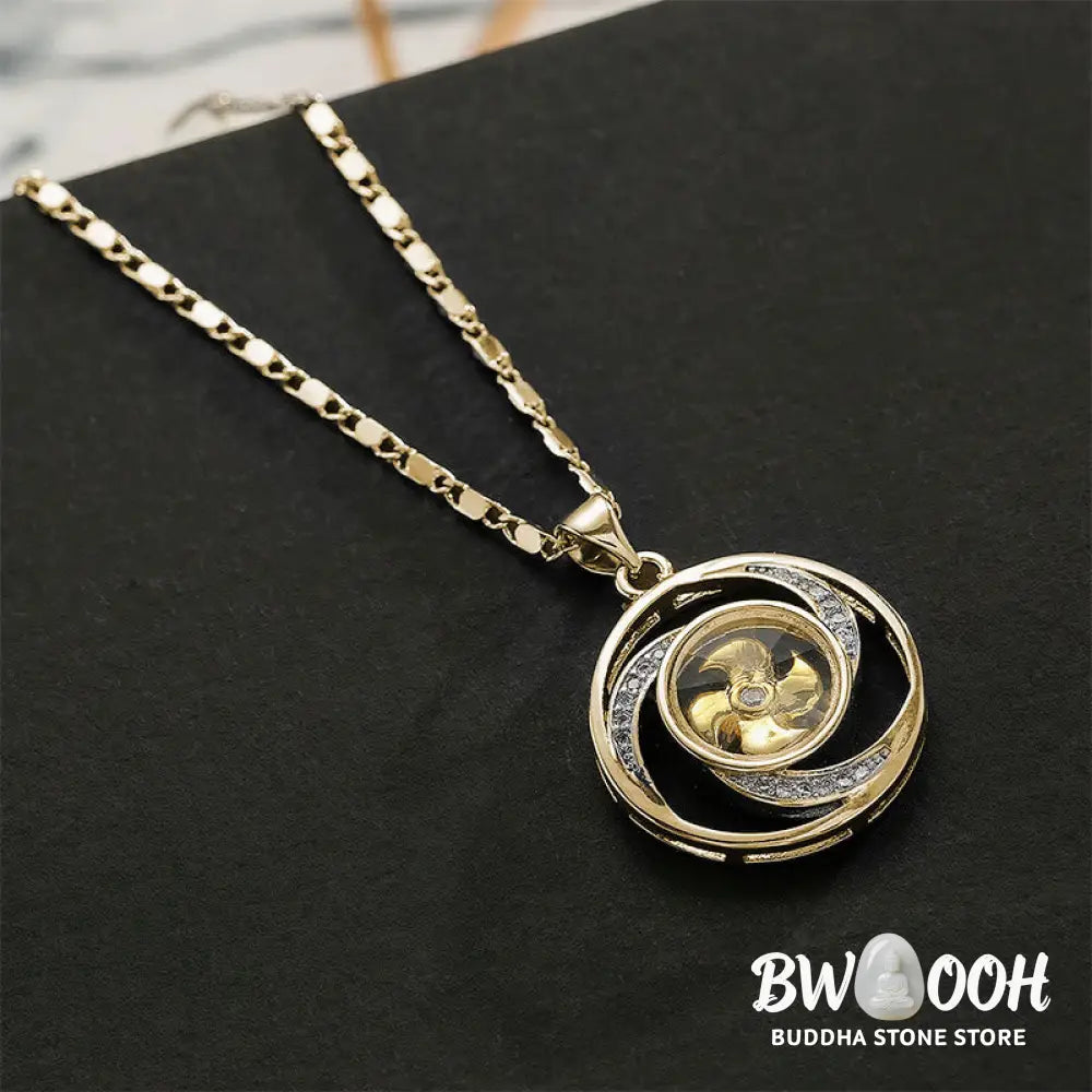 Buddha Stones Gold plated Copper Brass Rotatable Windmill Luck Necklace Pendant - BWOOOH - Necklaces &amp; Pendants