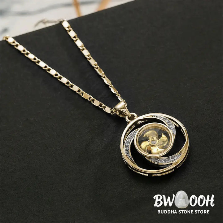 Buddha Stones Gold plated Copper Brass Rotatable Windmill Luck Necklace Pendant - BWOOOH - Necklaces &amp; Pendants