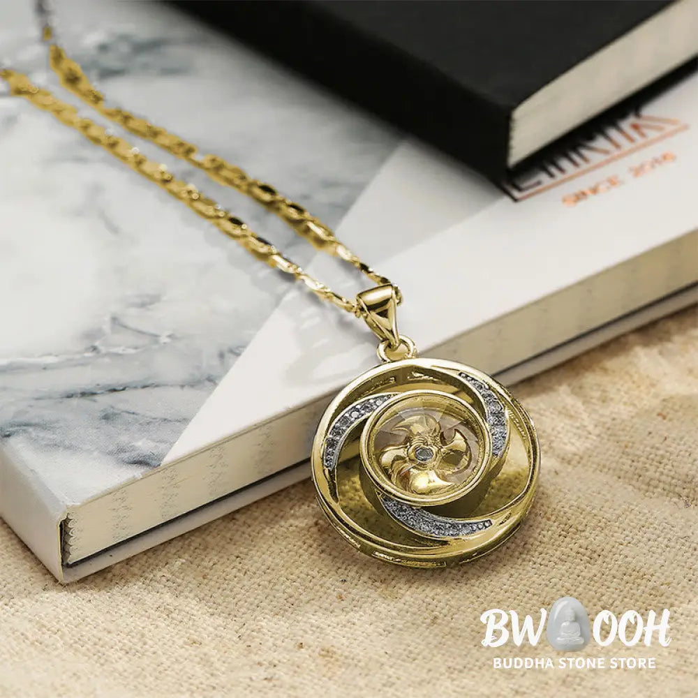 Buddha Stones Gold plated Copper Brass Rotatable Windmill Luck Necklace Pendant - BWOOOH - Necklaces &amp; Pendants