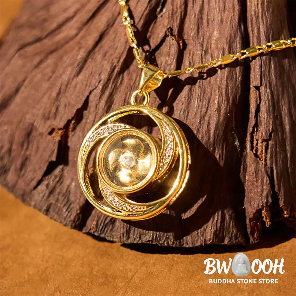 Buddha Stones Gold plated Copper Brass Rotatable Windmill Luck Necklace Pendant - BWOOOH - Necklaces &amp; Pendants