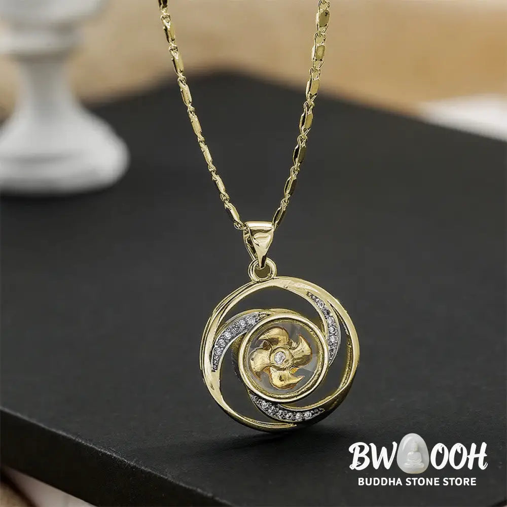 Buddha Stones Gold plated Copper Brass Rotatable Windmill Luck Necklace Pendant - BWOOOH - Necklaces &amp; Pendants