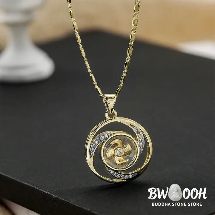 Buddha Stones Gold plated Copper Brass Rotatable Windmill Luck Necklace Pendant - BWOOOH - Necklaces &amp; Pendants