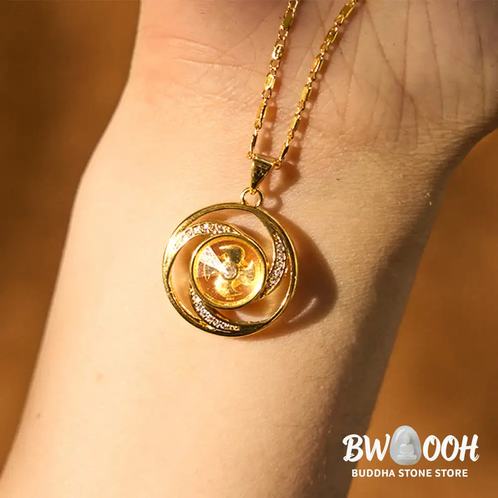 Buddha Stones Gold plated Copper Brass Rotatable Windmill Luck Necklace Pendant - BWOOOH - Necklaces &amp; Pendants