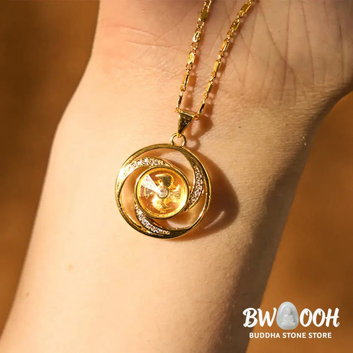 Buddha Stones Gold plated Copper Brass Rotatable Windmill Luck Necklace Pendant - BWOOOH - Necklaces &amp; Pendants