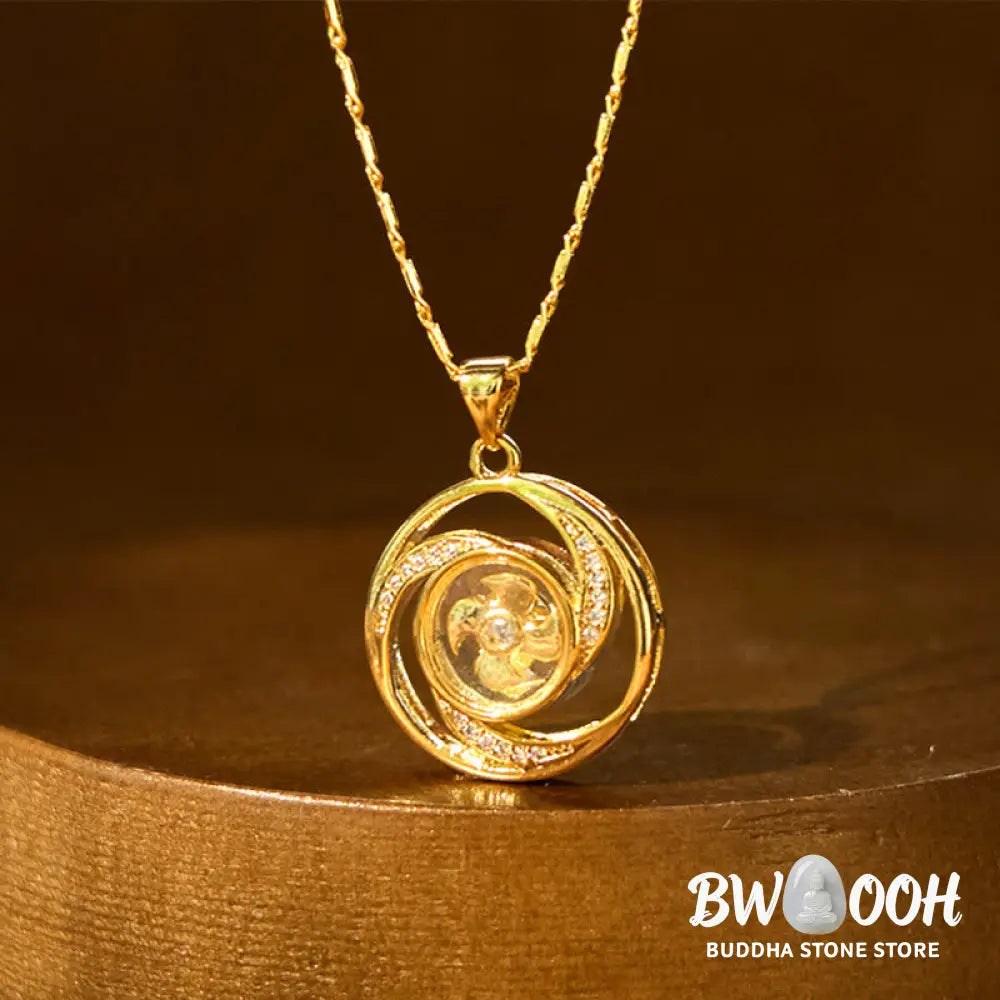 Buddha Stones Gold plated Copper Brass Rotatable Windmill Luck Necklace Pendant - BWOOOH - Necklaces &amp; Pendants