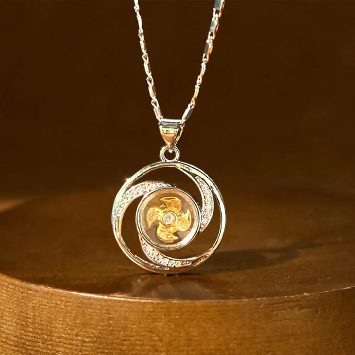 Buddha Stones Gold plated Copper Brass Rotatable Windmill Luck Necklace Pendant - BWOOOH - Platinum plated Copper Brass