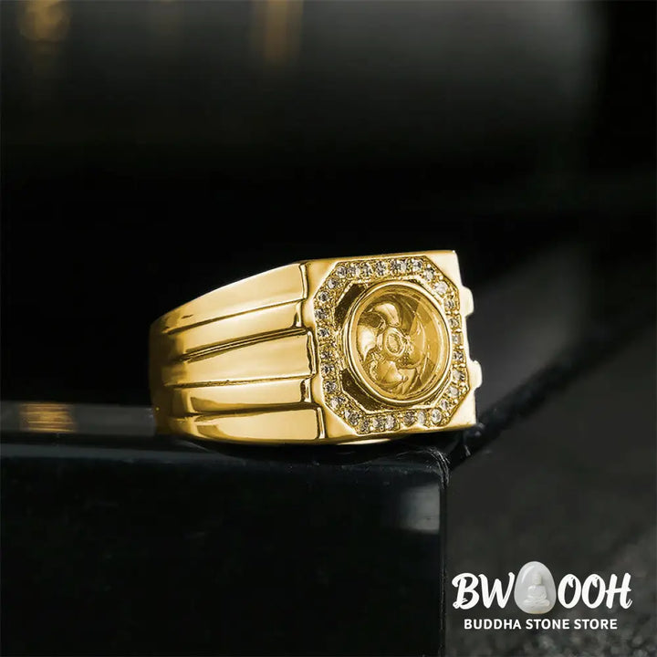 Buddha Stones Gold Plated Copper Brass Windmill Healing Ring - Ring