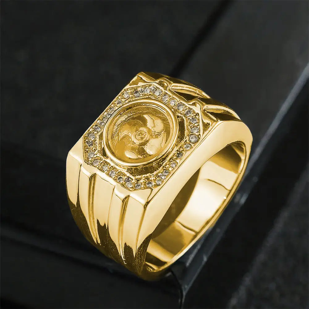 Buddha Stones Gold Plated Copper Brass Windmill Healing Ring - Gold Plated Copper Brass Windmill / US8 - Ring