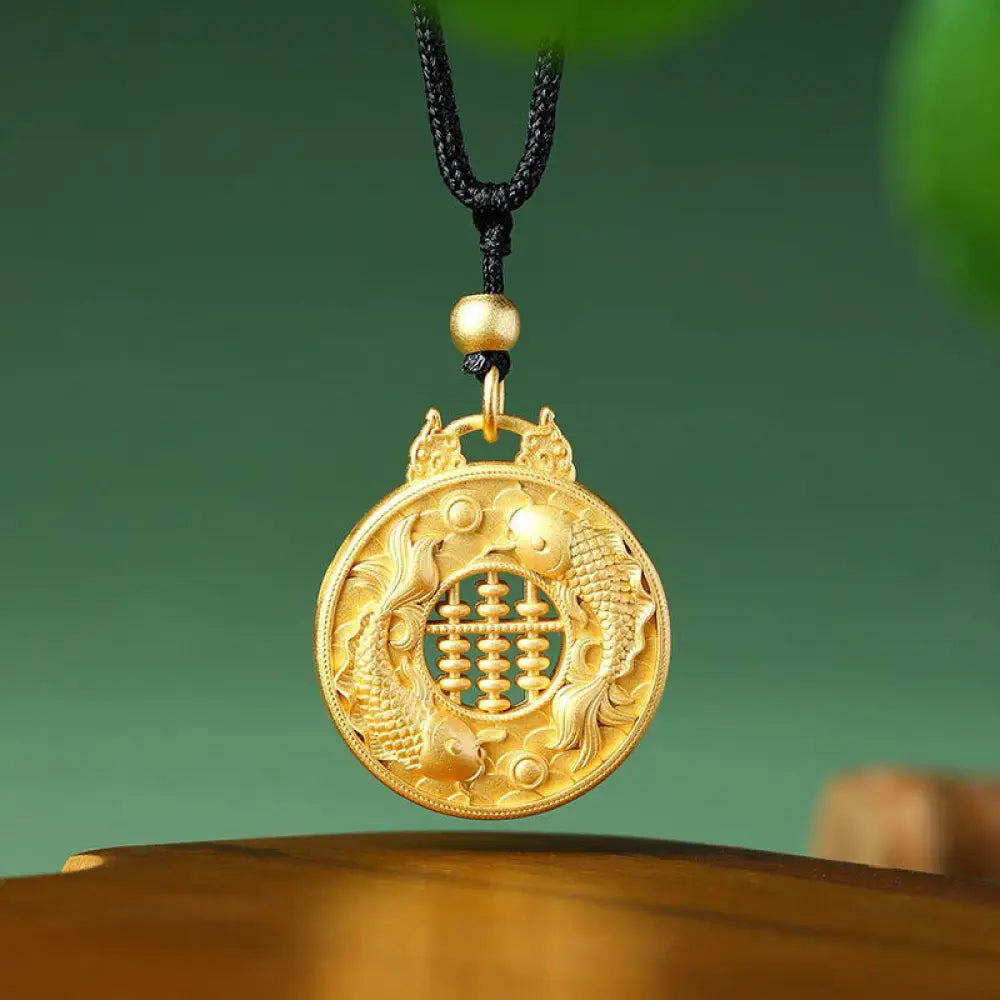 Buddha Stones Gold Plated Copper Koi Fish Strength Necklace Pendant - BWOOOH - Koi Fish - Necklaces & Pendants