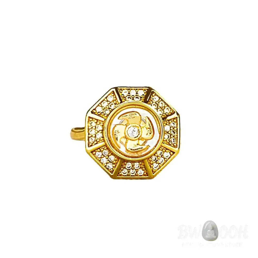 Buddha Stones Gold Plated Copper Windmill Feng Sheng Shui Qi Luck Wealth Adjustable Ring - Ring