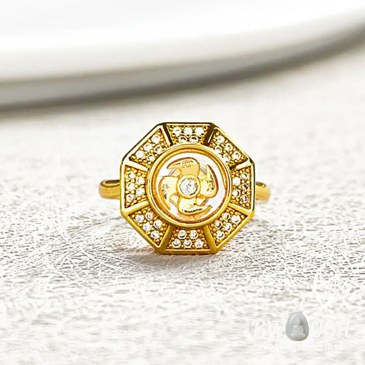 Buddha Stones Gold Plated Copper Windmill Feng Sheng Shui Qi Luck Wealth Adjustable Ring - Ring