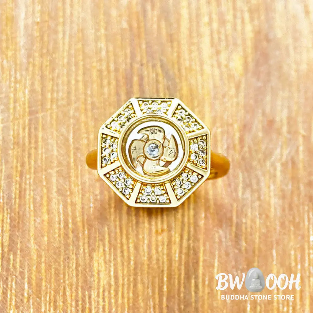 Buddha Stones Gold Plated Copper Windmill Feng Sheng Shui Qi Luck Wealth Adjustable Ring - Ring