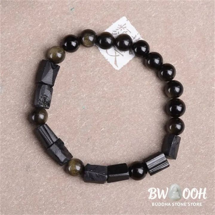 Buddha Stones Gold Sheen Obsidian Black Tourmaline Wealth Bracelet - BWOOOH - Gold Sheen Obsidian - Bracelet