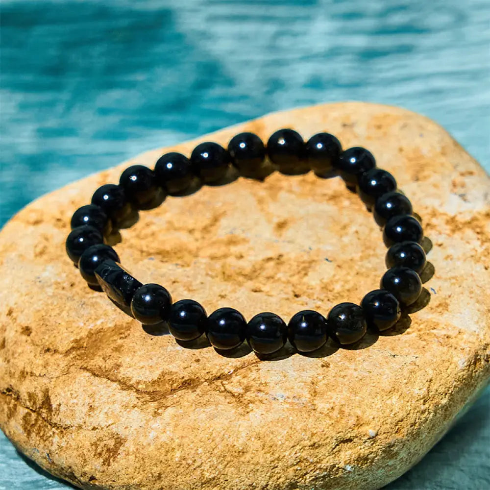 BWOOOH Gold Sheen Obsidian Black Tourmaline Wealth Bracelet — Obsidian black obsidian bracelet for spiritual healing and m...