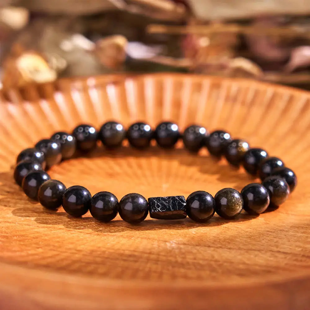 BWOOOH Gold Sheen Obsidian Black Tourmaline Wealth Bracelet - BWOOOH - Gold Sheen Obsidian Black