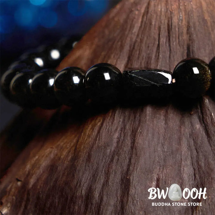 Buddha Stones Gold Sheen Obsidian Black Tourmaline Wealth Bracelet - BWOOOH - Gold Sheen Obsidian Black