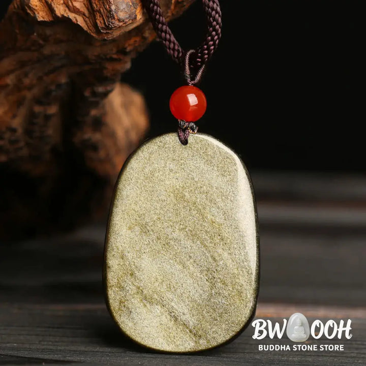 Buddha Stones Gold Sheen Obsidian Dragon Pattern Success Necklace Pendant - BWOOOH - Gold Sheen Obsidian - Necklaces &amp;