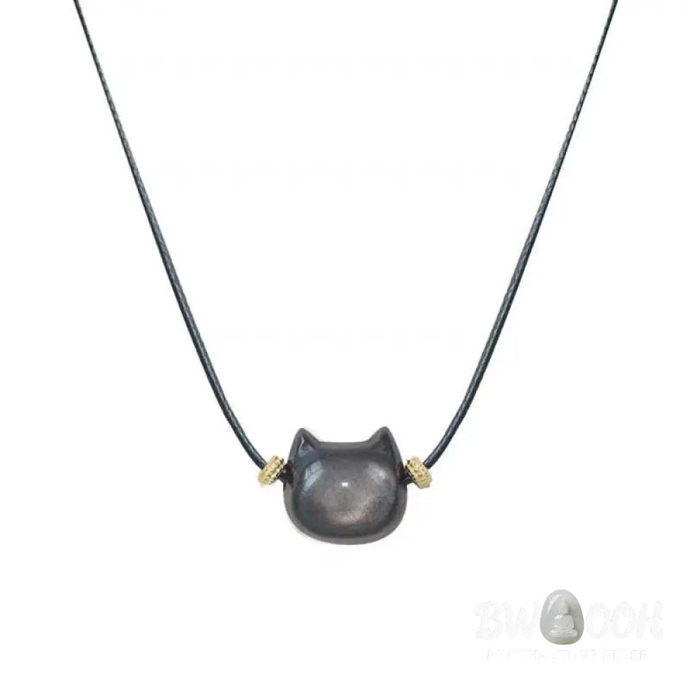 Buddha Stones Gold Sheen Obsidian Silver Sheen Obsidian Lovely Paw Lucky Cat Protection Bracelet - BWOOOH - Bracelet
