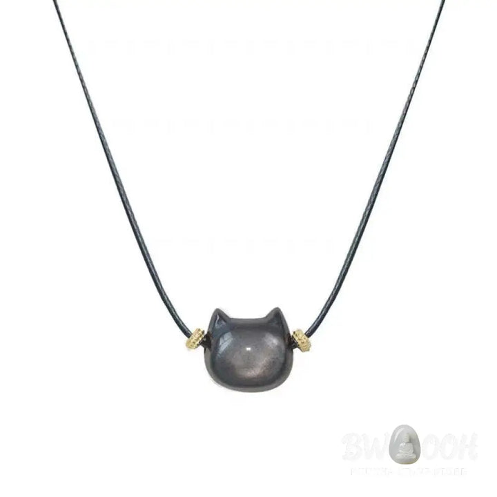 Buddha Stones Gold Sheen Obsidian Silver Sheen Obsidian Lovely Paw Lucky Cat Protection Bracelet - BWOOOH - Bracelet