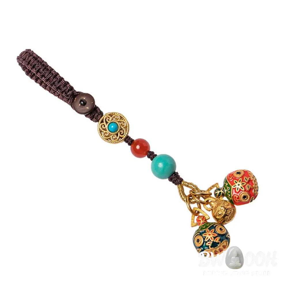 Buddha Stones Gold Swallowing Beast Family Luck Car Key Chain Phone Hanging Decoration - Hanging Decoration