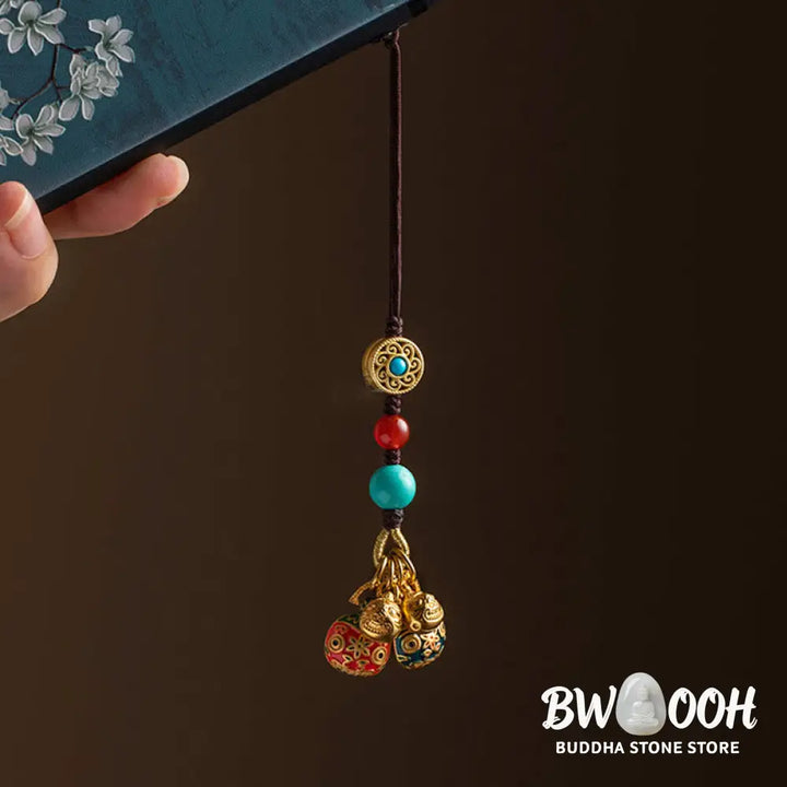 Buddha Stones Gold Swallowing Beast Family Luck Car Key Chain Phone Hanging Decoration - Hanging Decoration