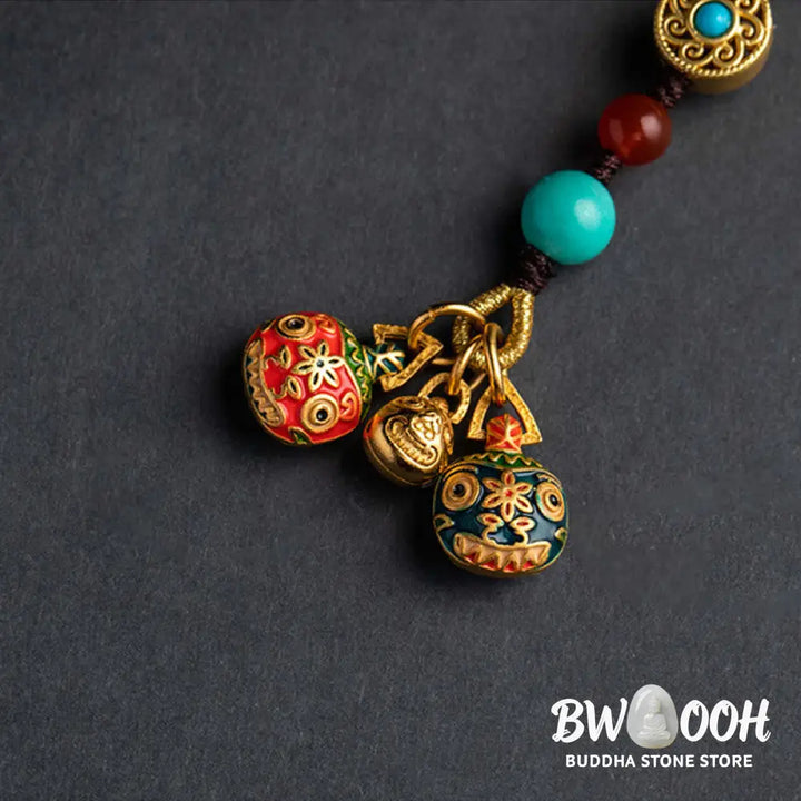 Buddha Stones Gold Swallowing Beast Family Luck Car Key Chain Phone Hanging Decoration - Hanging Decoration