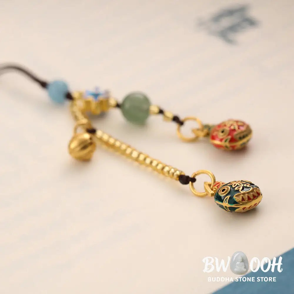 Buddha Stones Gold Swallowing Beast Family Luck Key Chain - Gold Swallowing Beast Family - Key Chain