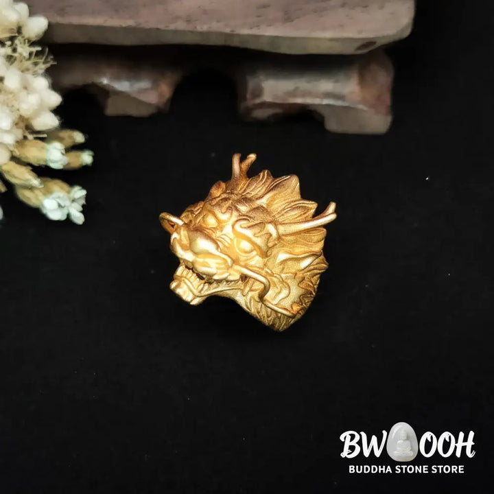 Buddha Stones Golden Dragon Luck Protection Ring - BWOOOH - Dragon(Protection♥Success) - Ring