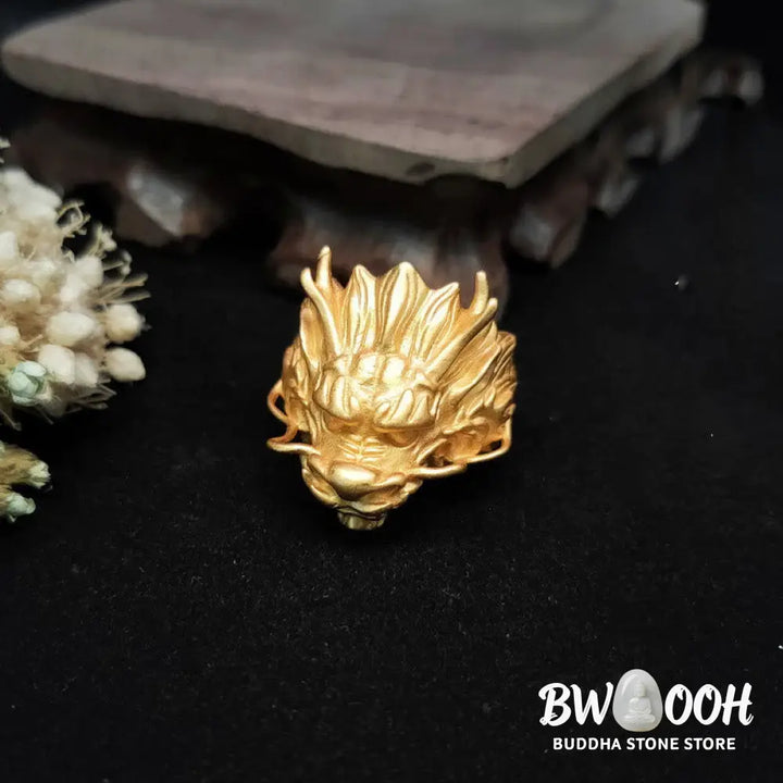 Buddha Stones Golden Dragon Luck Protection Ring - BWOOOH - Dragon(Protection♥Success) - Ring