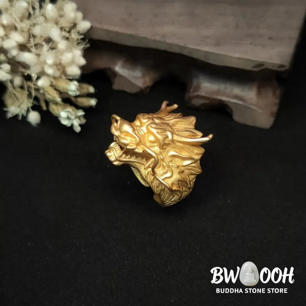 Buddha Stones Golden Dragon Luck Protection Ring - BWOOOH - Dragon(Protection♥Success) - Ring