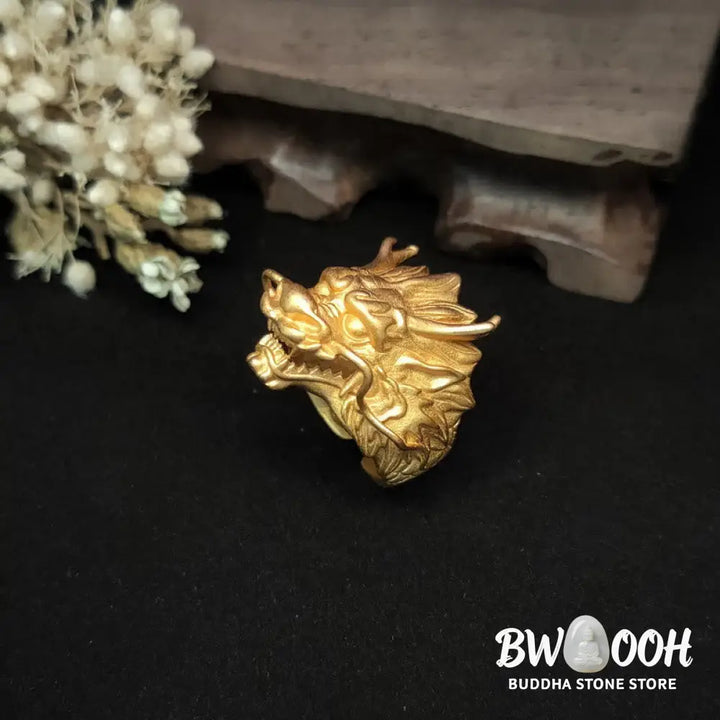 Buddha Stones Golden Dragon Luck Protection Ring - BWOOOH - Dragon(Protection♥Success) - Ring
