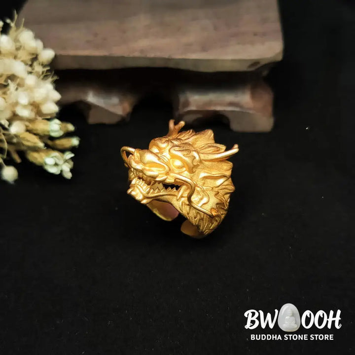 Buddha Stones Golden Dragon Luck Protection Ring - BWOOOH - Dragon(Protection♥Success) - Ring