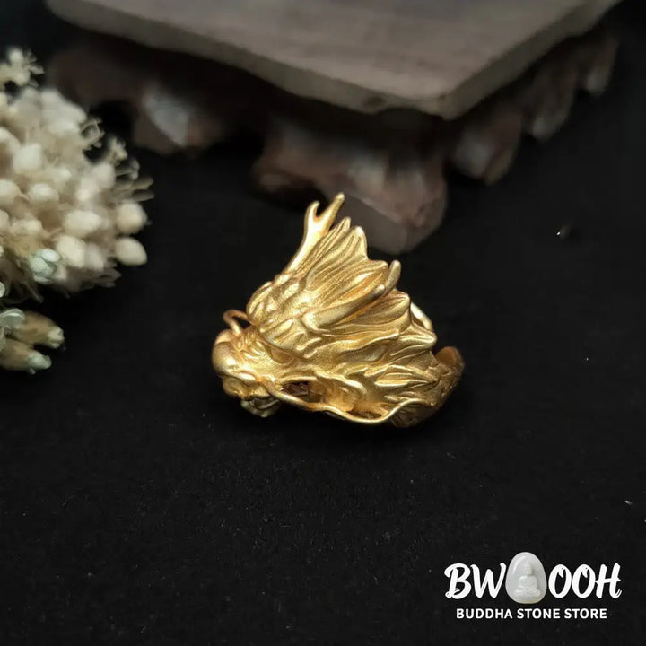 Buddha Stones Golden Dragon Luck Protection Ring - BWOOOH - Dragon(Protection♥Success) - Ring