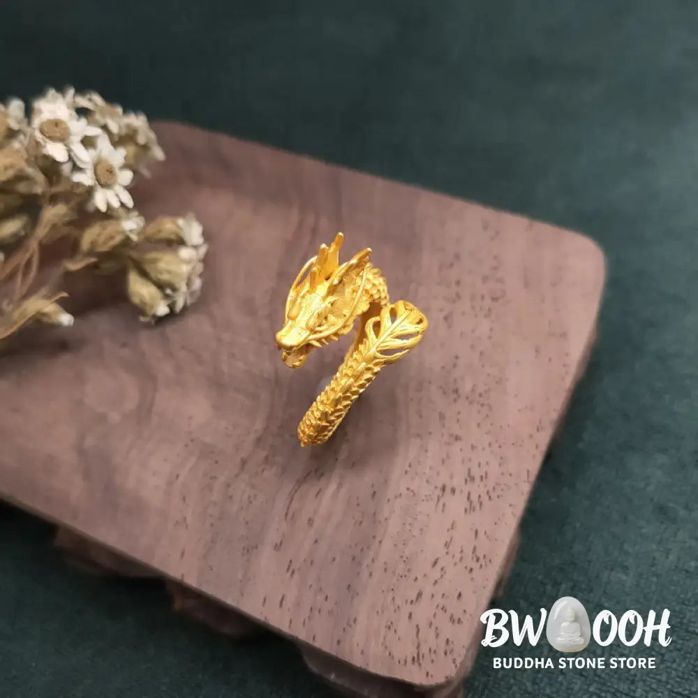 Buddha Stones Golden Dragon Success Strength Ring - BWOOOH - Dragon(Protection♥Success) - Ring