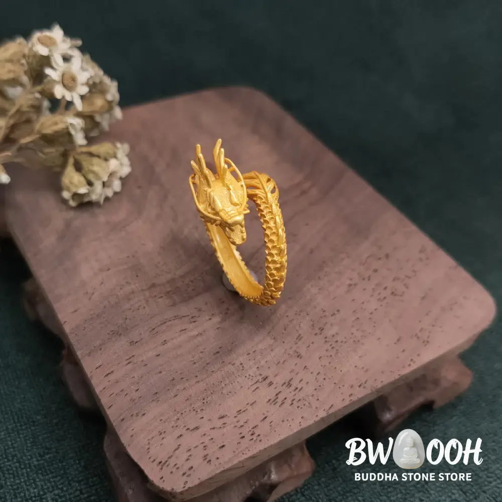 Buddha Stones Golden Dragon Success Strength Ring - BWOOOH - Dragon(Protection♥Success) - Ring