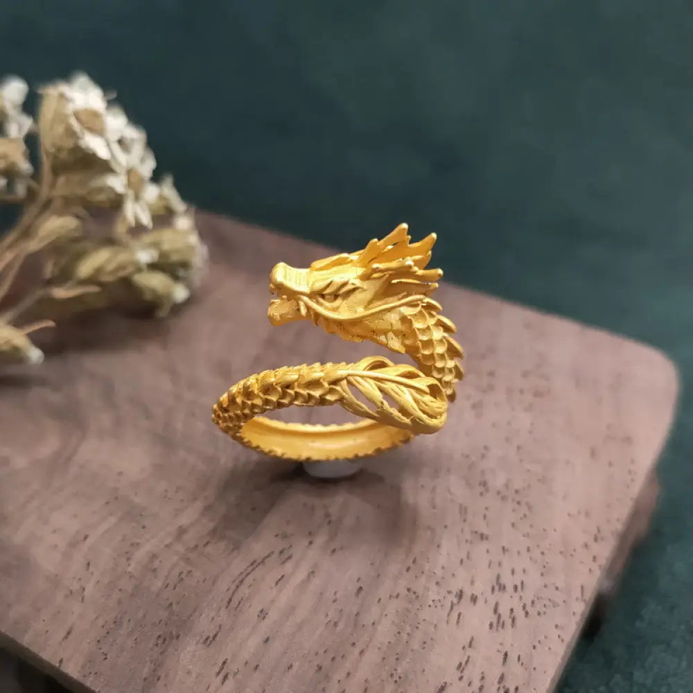 BWOOOH Golden Dragon Success Strength Ring — Dragon spiritual jewelry for spiritual healing and mindful living