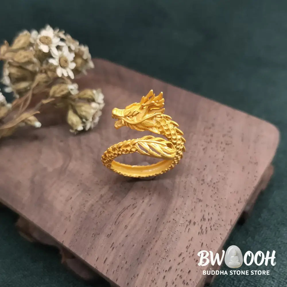 Buddha Stones Golden Dragon Success Strength Ring - BWOOOH - Dragon(Protection♥Success) - Ring