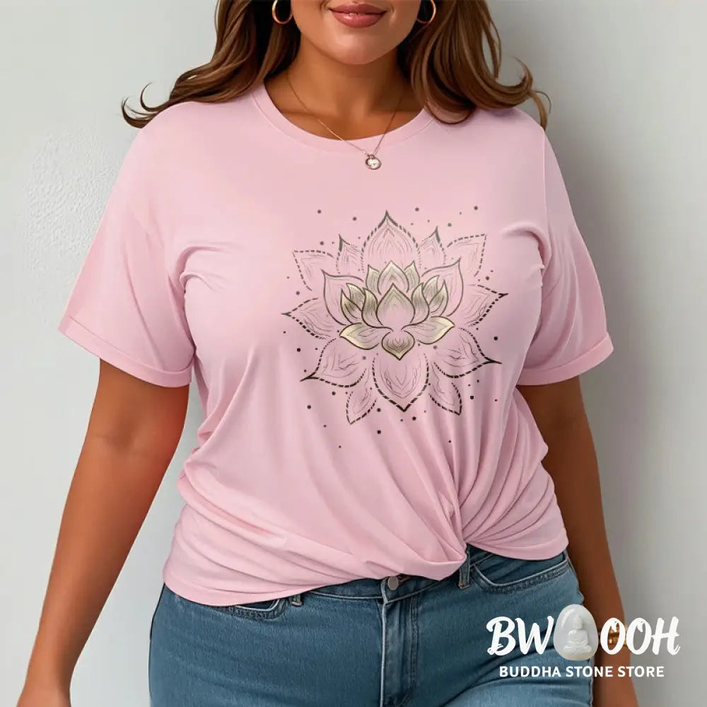 Buddha Stones Golden Lotus Flower Design Tee T-shirt - T-Shirts