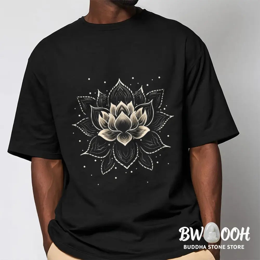 Buddha Stones Golden Lotus Flower Design Tee T-shirt - T-Shirts